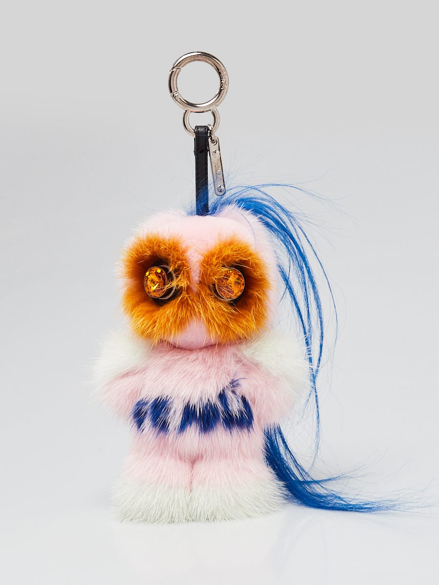 Fendi Pink/Blue Mink Fur Fendirumi Piro-Chan Bag Charm Key Chain