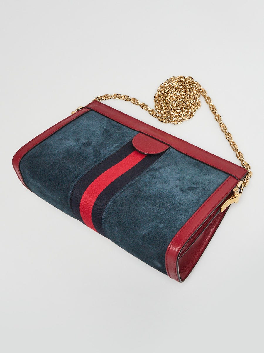 Gucci Blue/Red Suede and Leather Ophidia Small Shoulder Bag