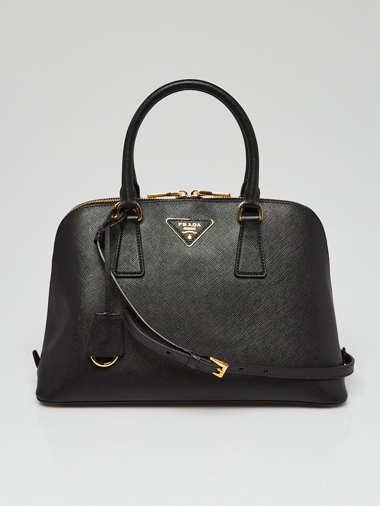 Prada Black Saffiano Lux Leather Promenade Bag 1BA837 | Yoogi's Closet