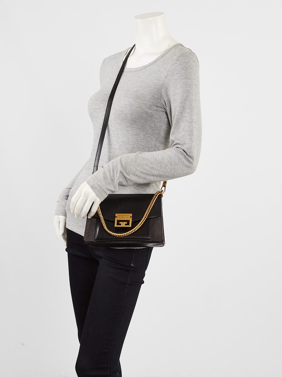 Givenchy Black/Grey Leather/Suede GV3 Small Crossbody Bag