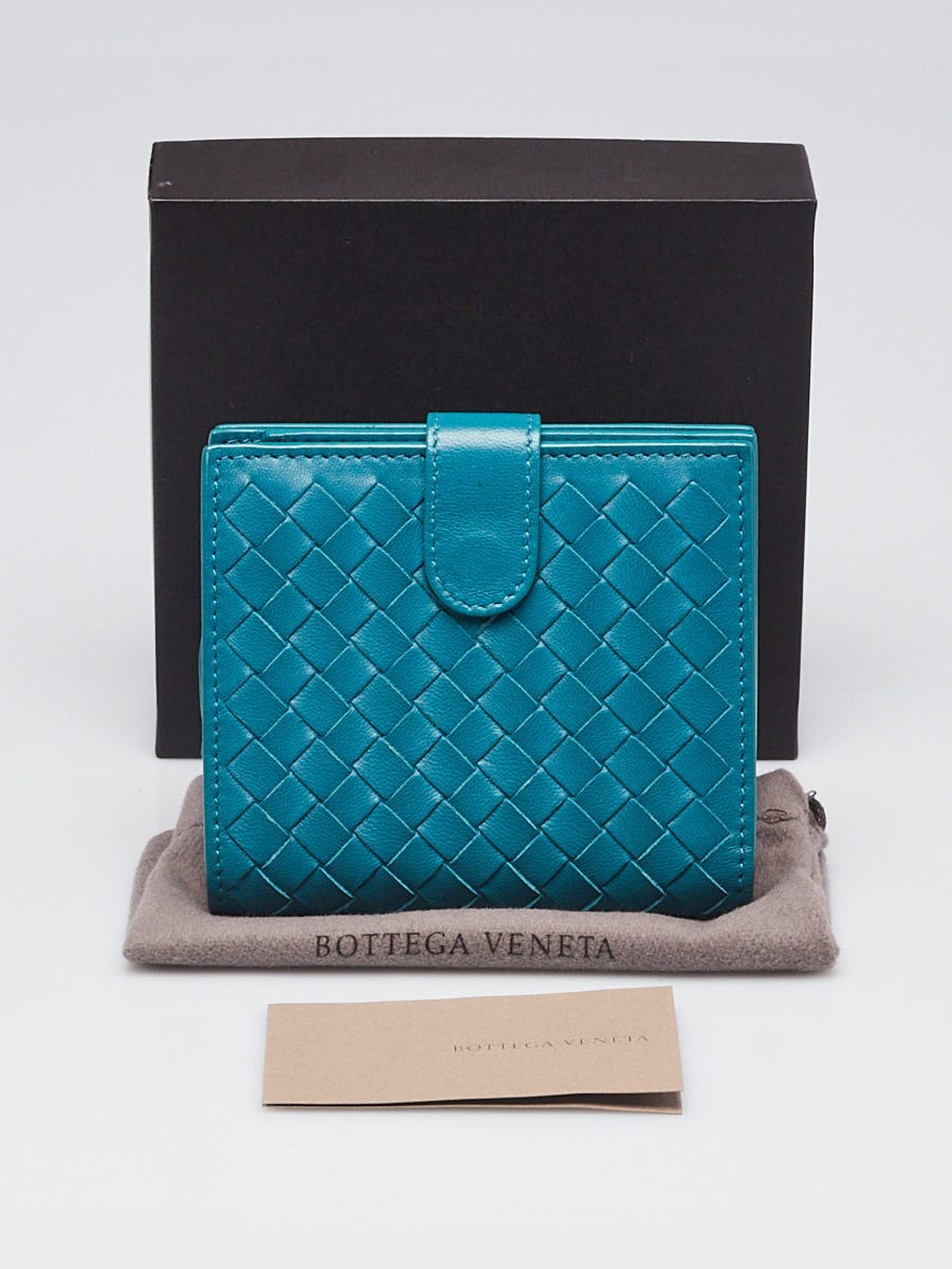Bottega Veneta Teal Intrecciato Nappa Leather Mini Wallet