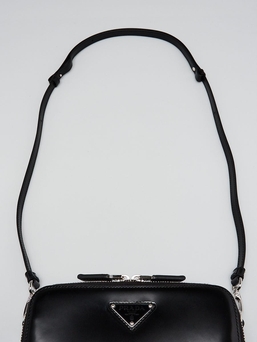 Prada Black Spazzolato Leather Bandoliera Crossbody Bag 2VH173