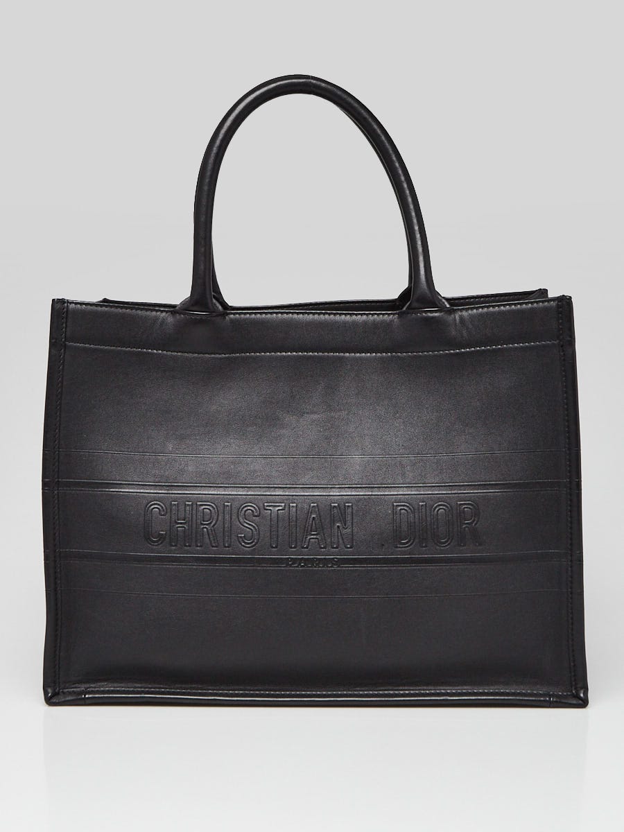 Christian Dior Black Leather Medium Book Tote Bag | Yoogi's Closet