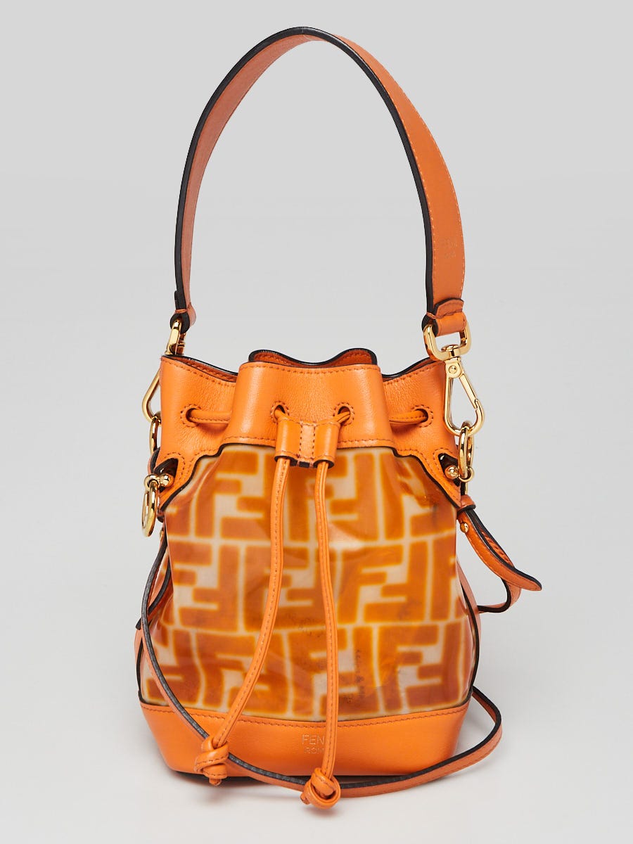 Fendi Orange Zucca Print Vinyl and Leather Mon Tresor Mini Bucket