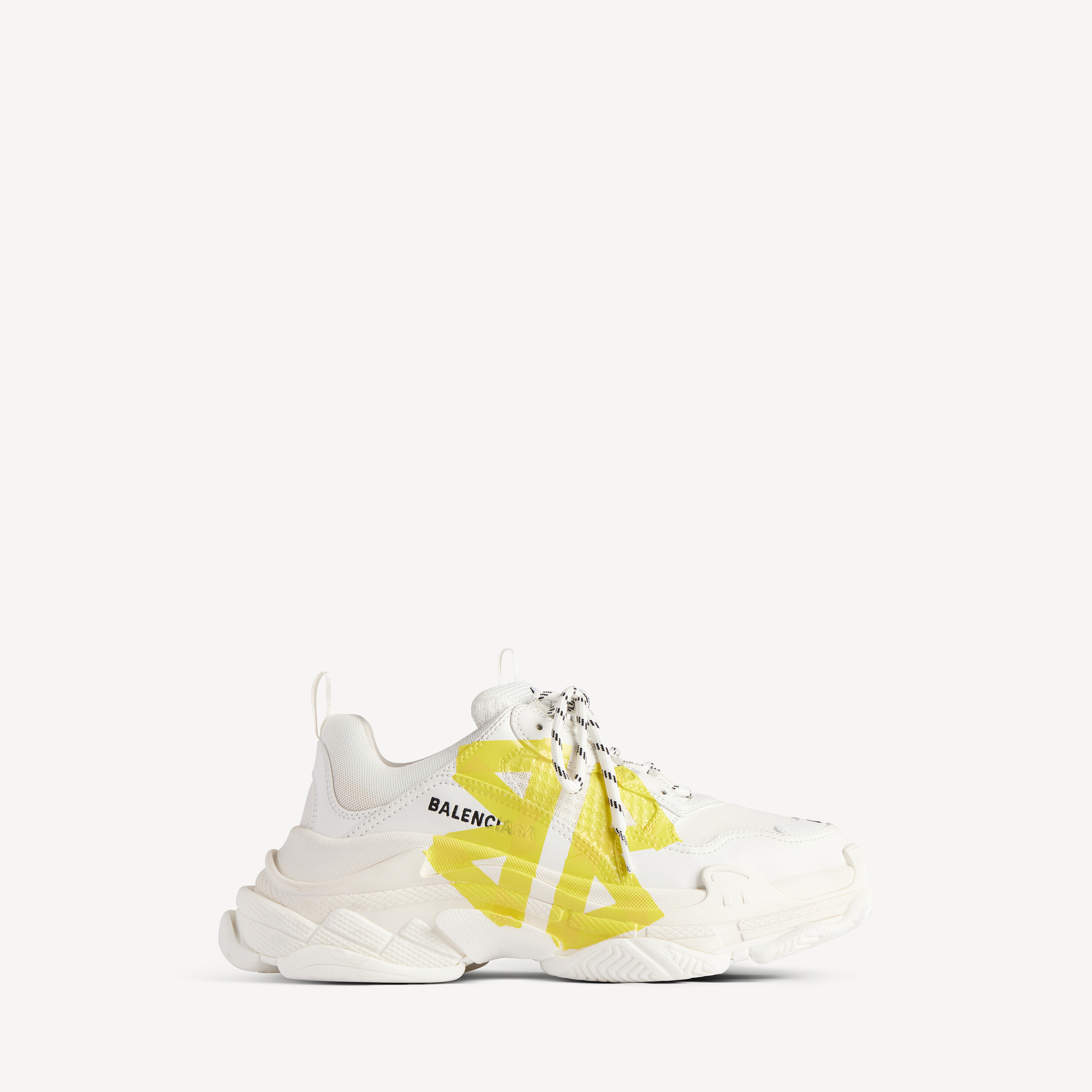 Men's Triple S Tape Type Sneaker in White/yellow | Balenciaga US