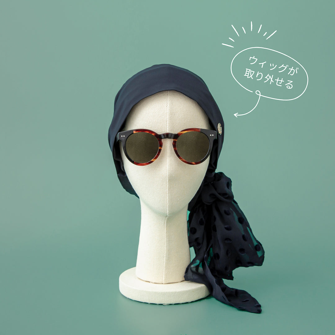 SCARF HAT (M) / Dot Chiffon-Navy – BAREN（バレン）