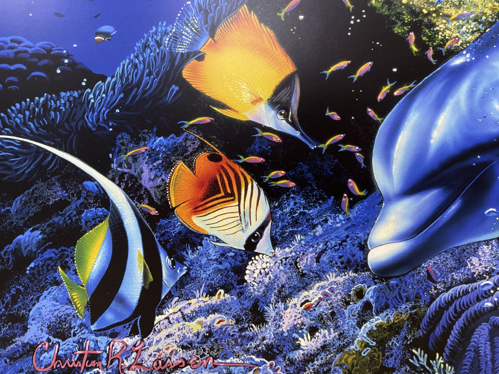 ラッセン ポスター「マザーズ ラブ」海 マリンアート イルカ アート