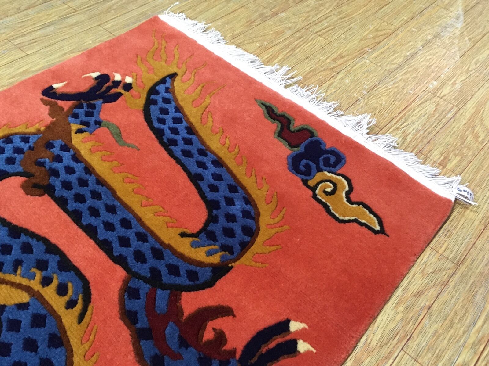 龍柄 ☆ チベタンドラゴンラグ S WOOL SQUARE ☆ TIBETAN DRAGON RUG