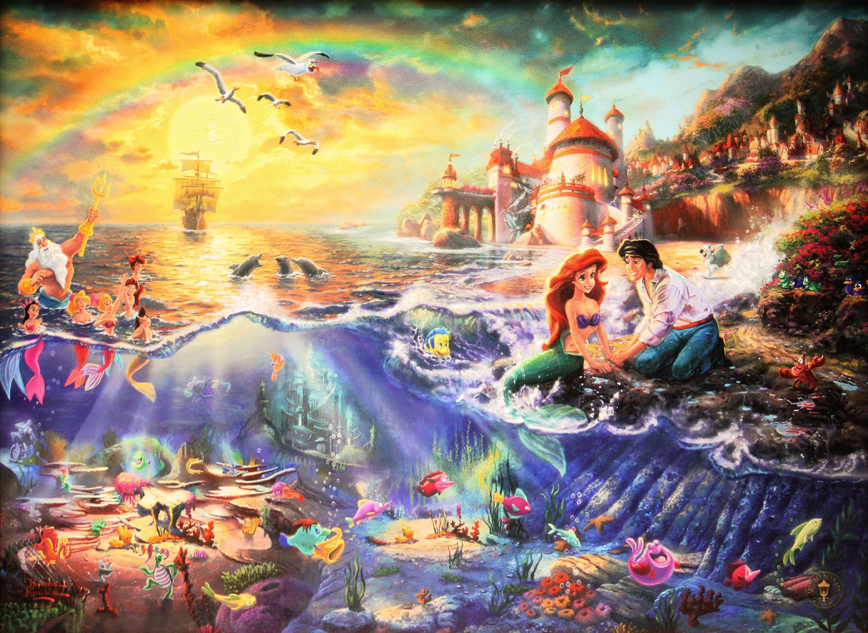 ディズニー絵画 リトル マーメイド 作品証明書 展示用フック付