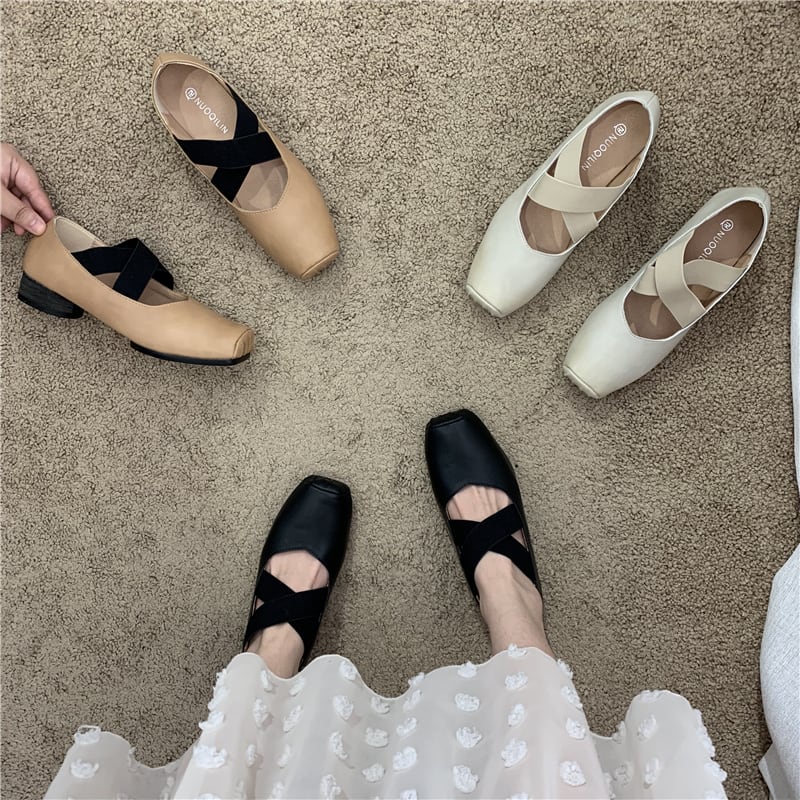 3カラー クロスストラップ パンプス バレエシューズ *sh068 | and La