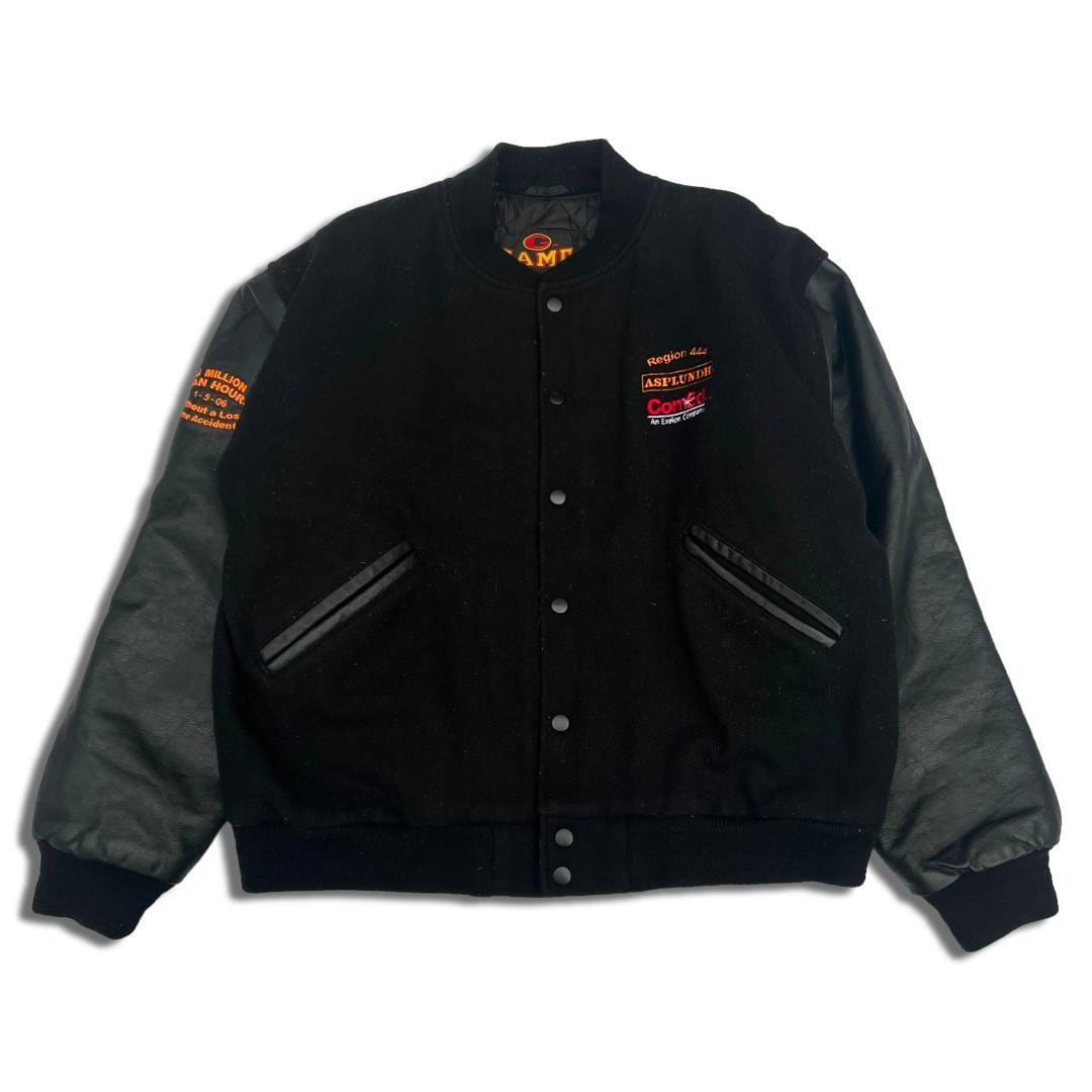 90s GAME 袖レザー スタジャン ブラック L スタジアムジャケット