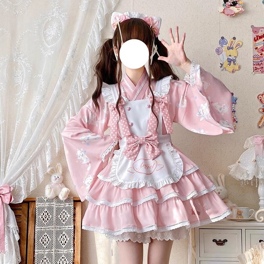 SEASONZ ゆめかわ メイド服 セットアップ 3点 双子コーデ 着物風
