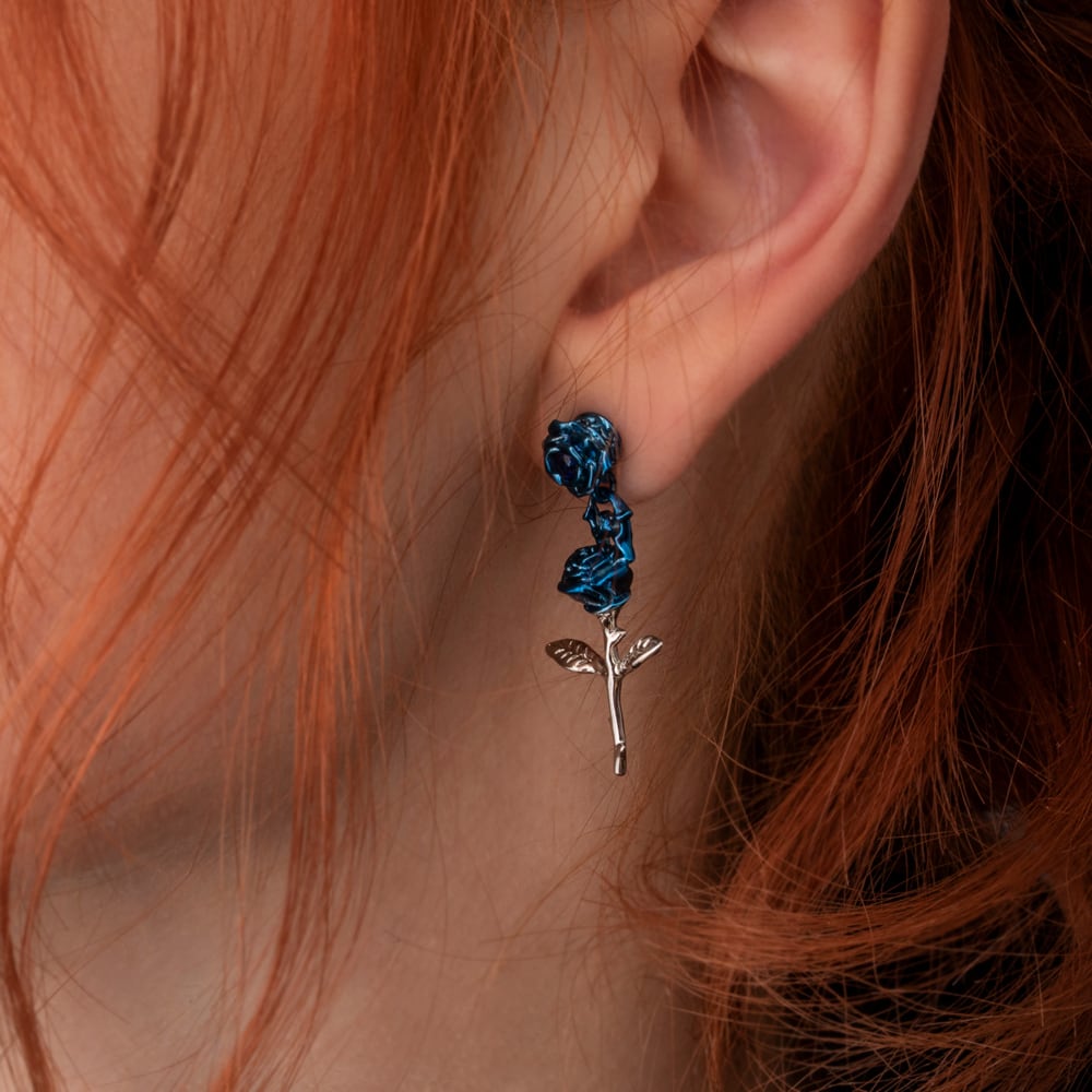 直営限定ブルーローズピアス 片耳用 AKE0126 Direct sales limited