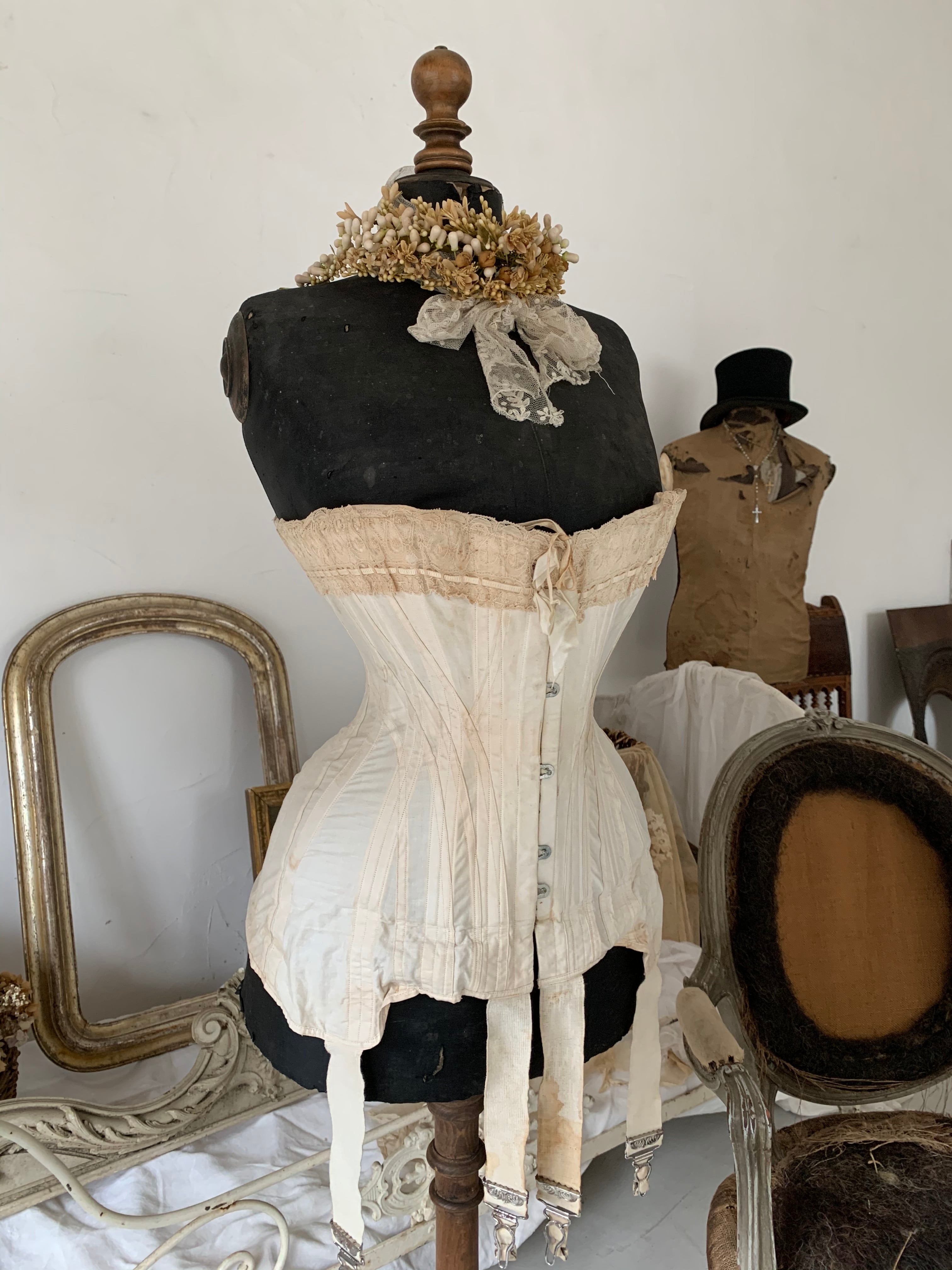 アンティークエドワードィアンコルセットガーターベルト付き | hazel