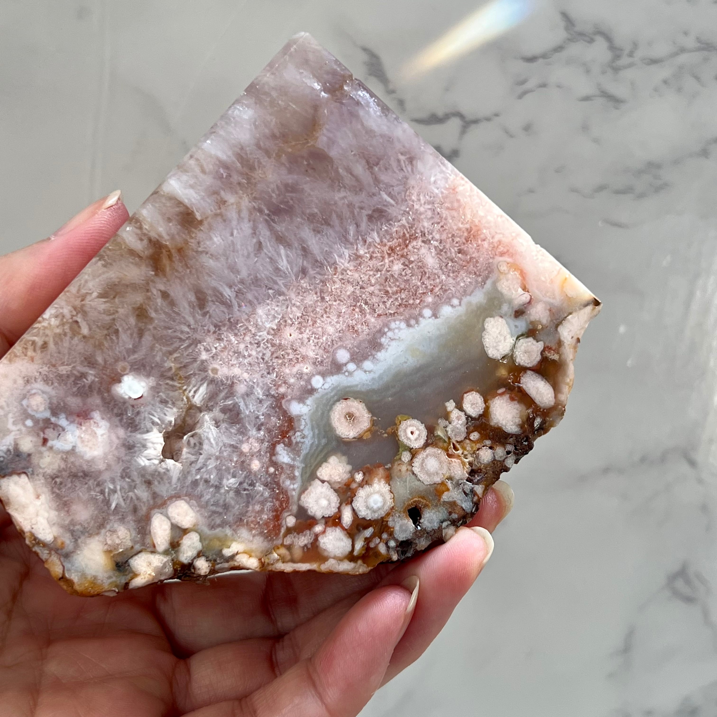 ピンクアメジスト・フラワーアゲート共生スラブ＊フラワーアゲート