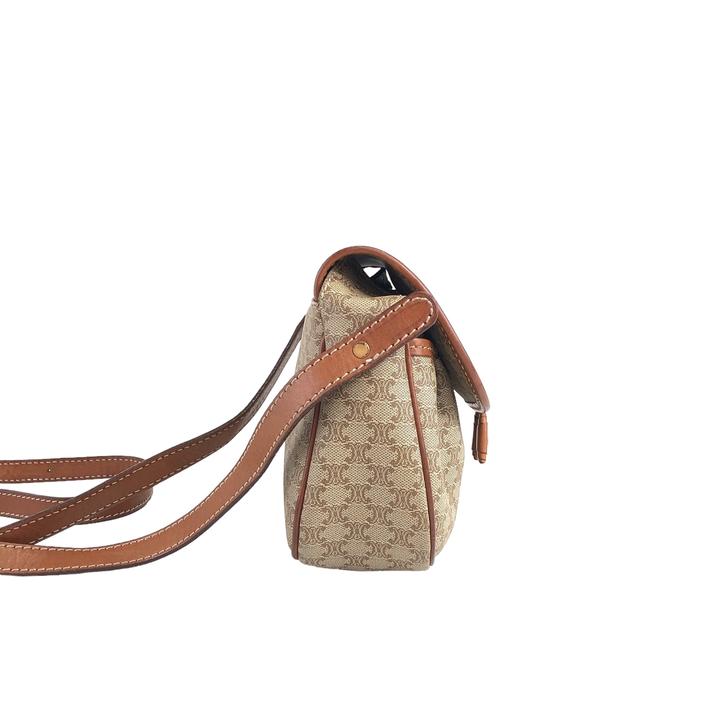 CELINE セリーヌ マカダム ショルダーバッグ ベージュ タッセル PVC