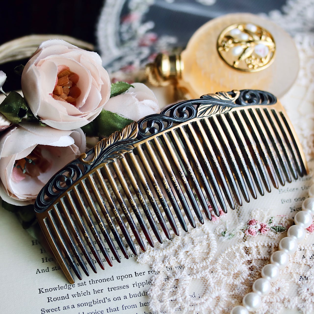 本鼈甲 蒔絵細工 アンティーク櫛 明治後期〜大正期 | 結antiques