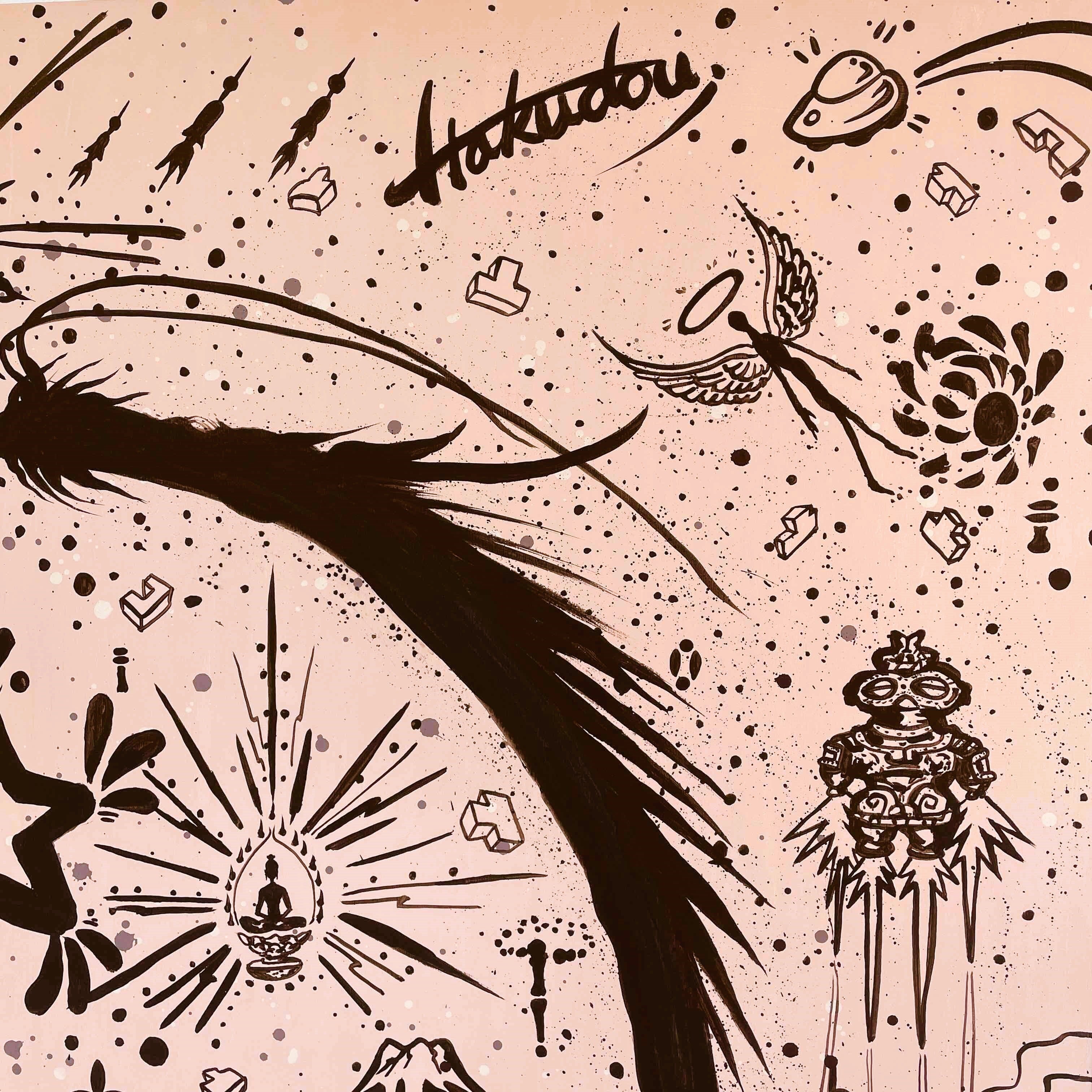 現代水墨画家 絵師白道 N.Y.「WA！POP- Hello Every body‼」B 直筆作品