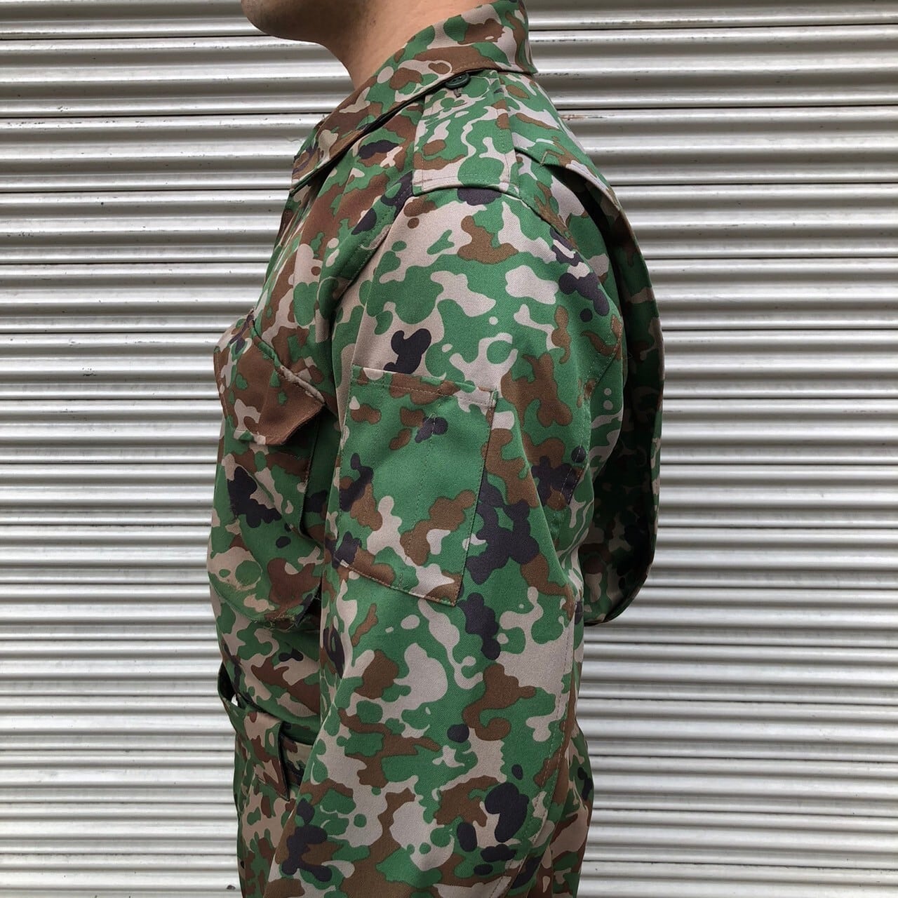 貴重 陸上自衛隊 陸自迷彩 カモフラ セットアップ キャップ ベルト 4点