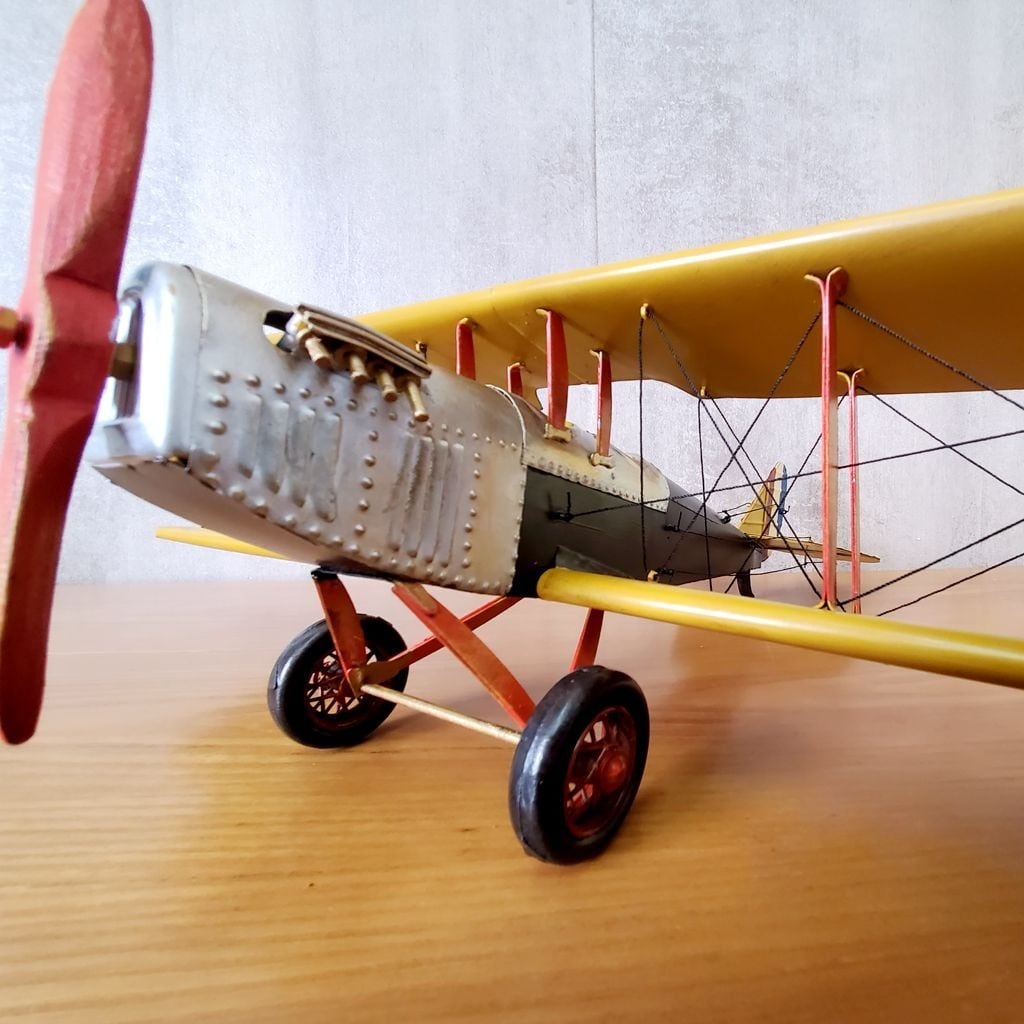 特大 メタル ブリキ 玩具 おもちゃ イギリス 戦闘機 JN-7H 複葉機