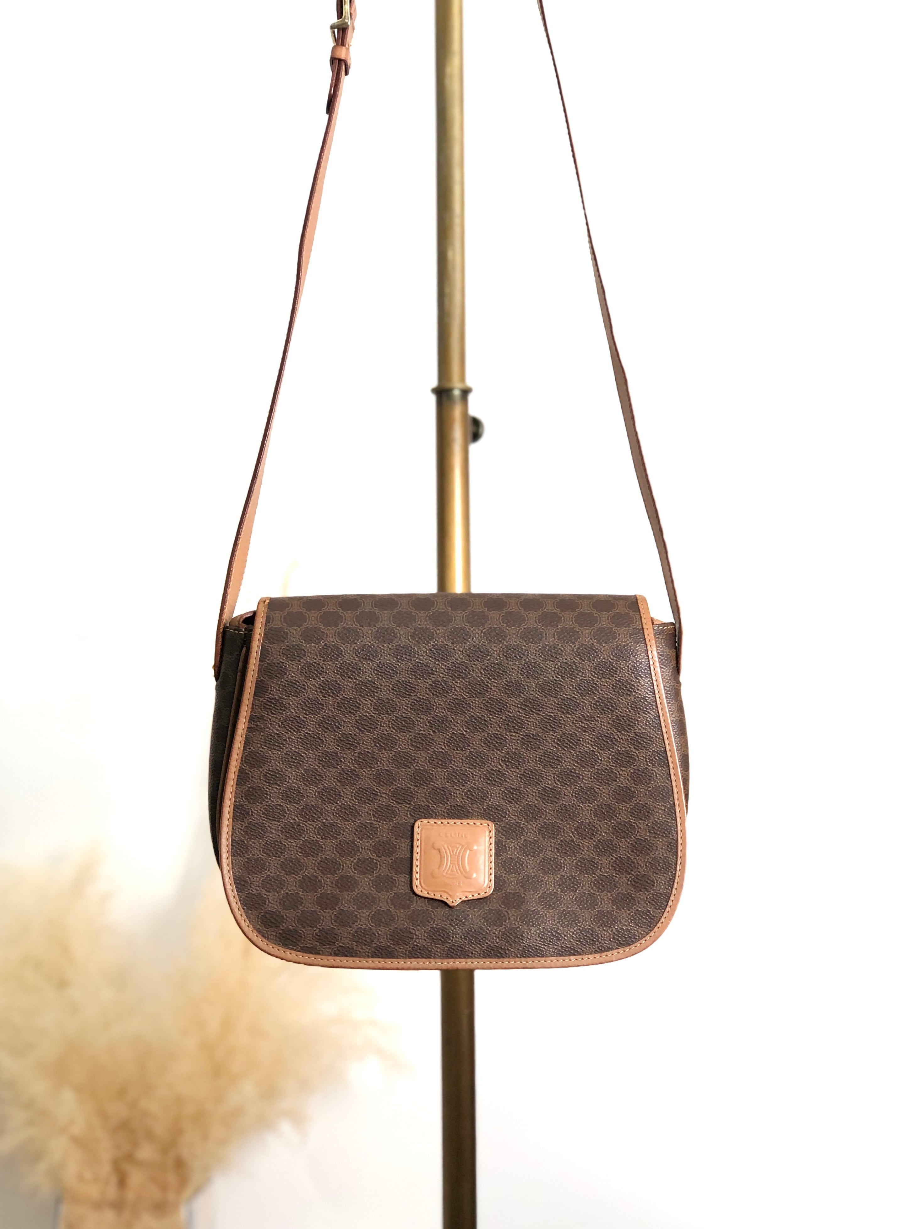 CELINE セリーヌ マカダム ショルダーバッグ ブラウン ブラゾン型押し