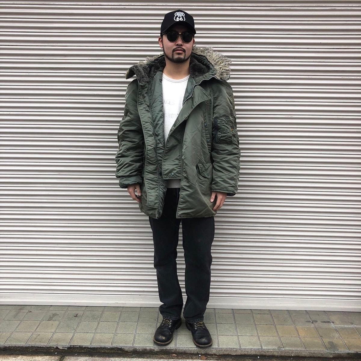 USA製 ALPHA アルファ N-3B フライト ジャケット メンズ LARGE カーキ