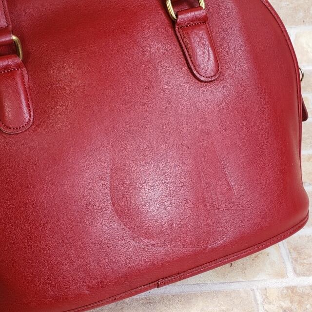 オールドコーチ ☆ USA製 レザー ボストンバッグ レッド 自立OK COACH