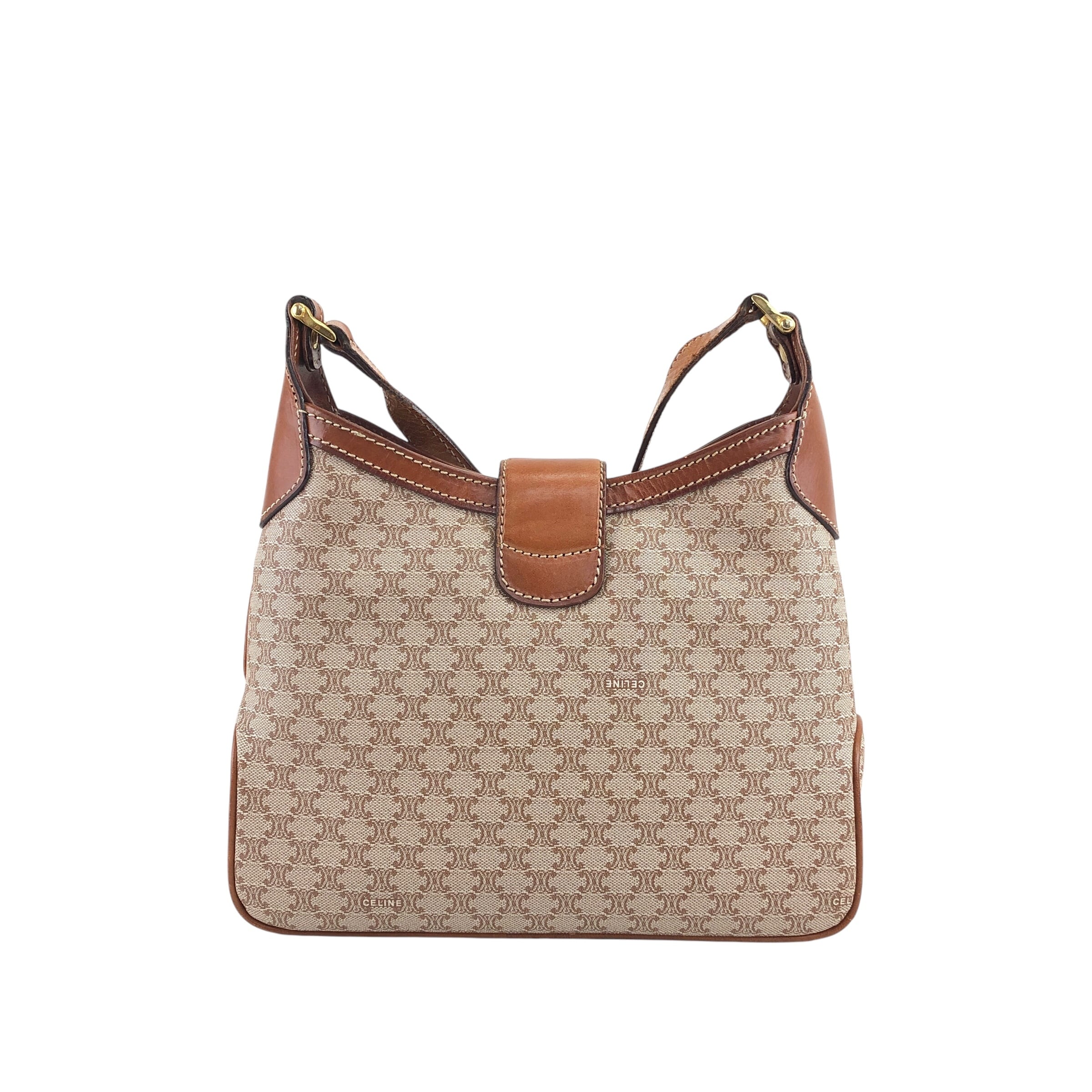 ☆CELINE セリーヌ マカダム ショルダーバッグ ベージュ ターンロック