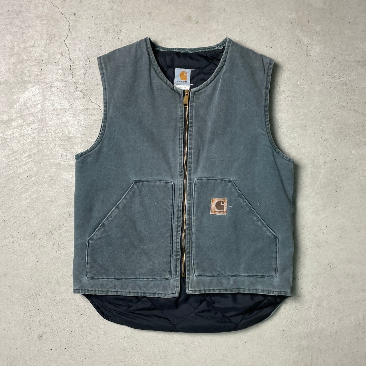 80年代 USA製 Carhartt カーハート ダック地 ベスト キルティング