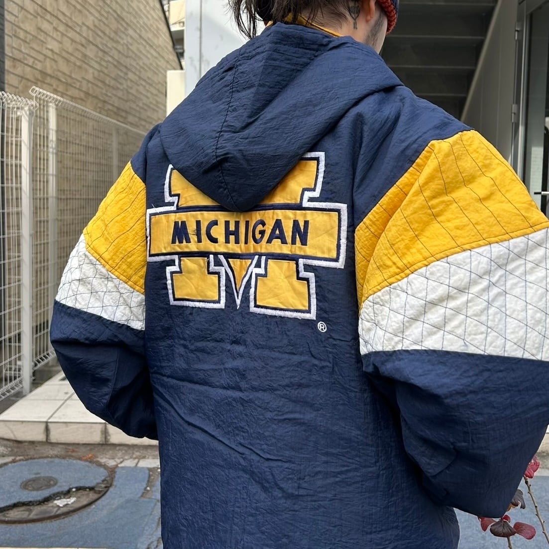 90's STARTER Michigan Wolverines Insulation Nylon Jaket M