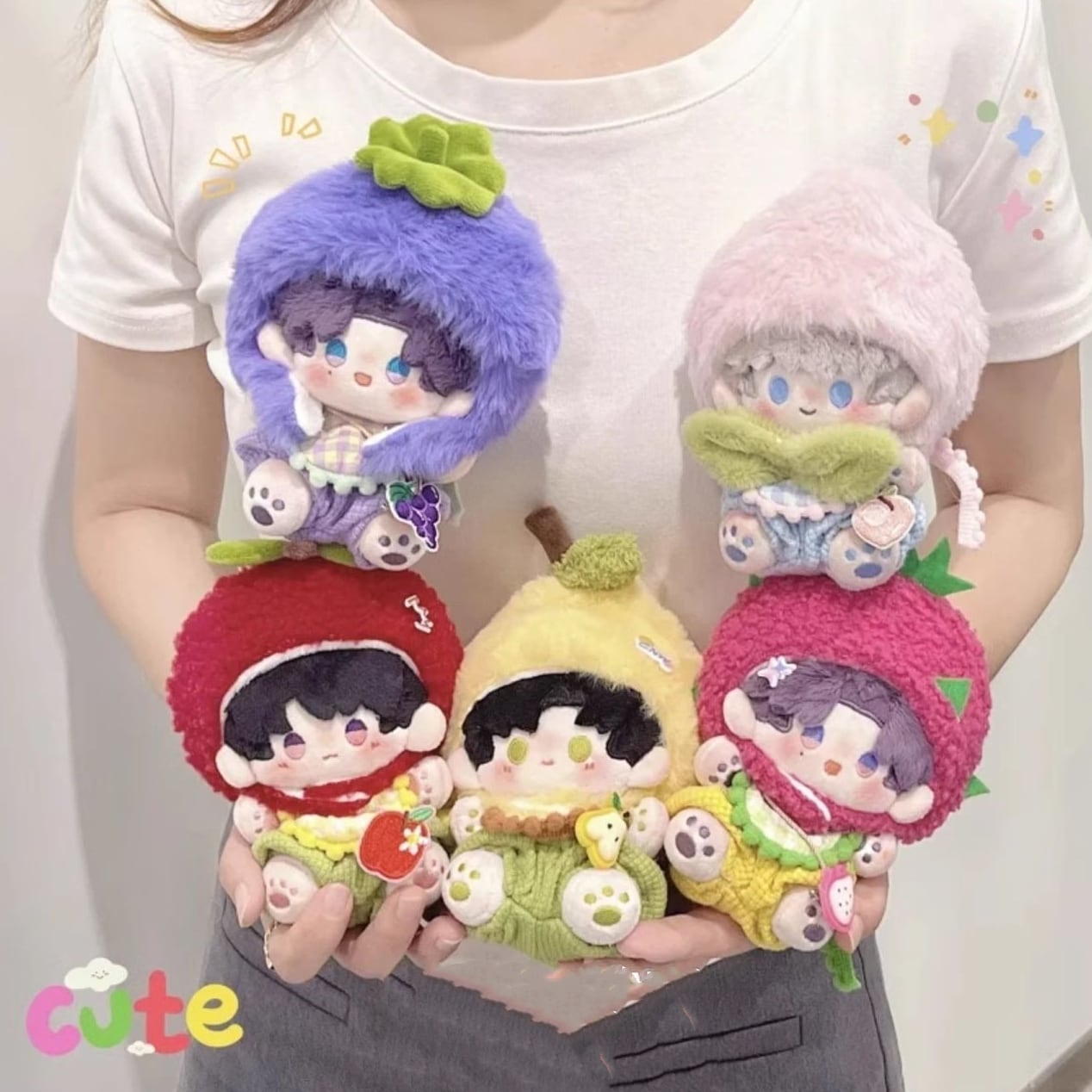 4点セット 10cm 着せ替えぬいぐるみ用服 フルーツセット リンゴ