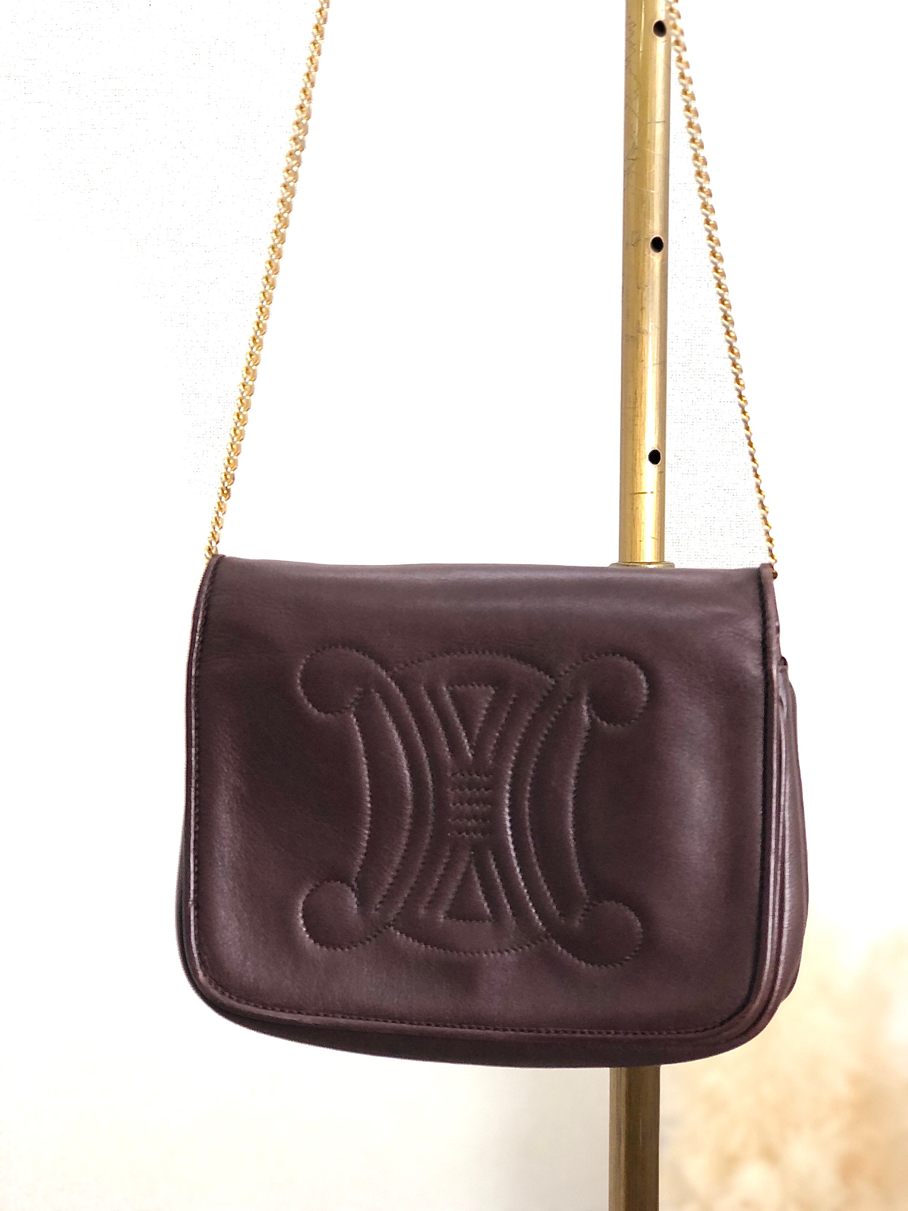 CELINE セリーヌ ショルダーバッグ ブラウン ブラゾン レザー チェーン