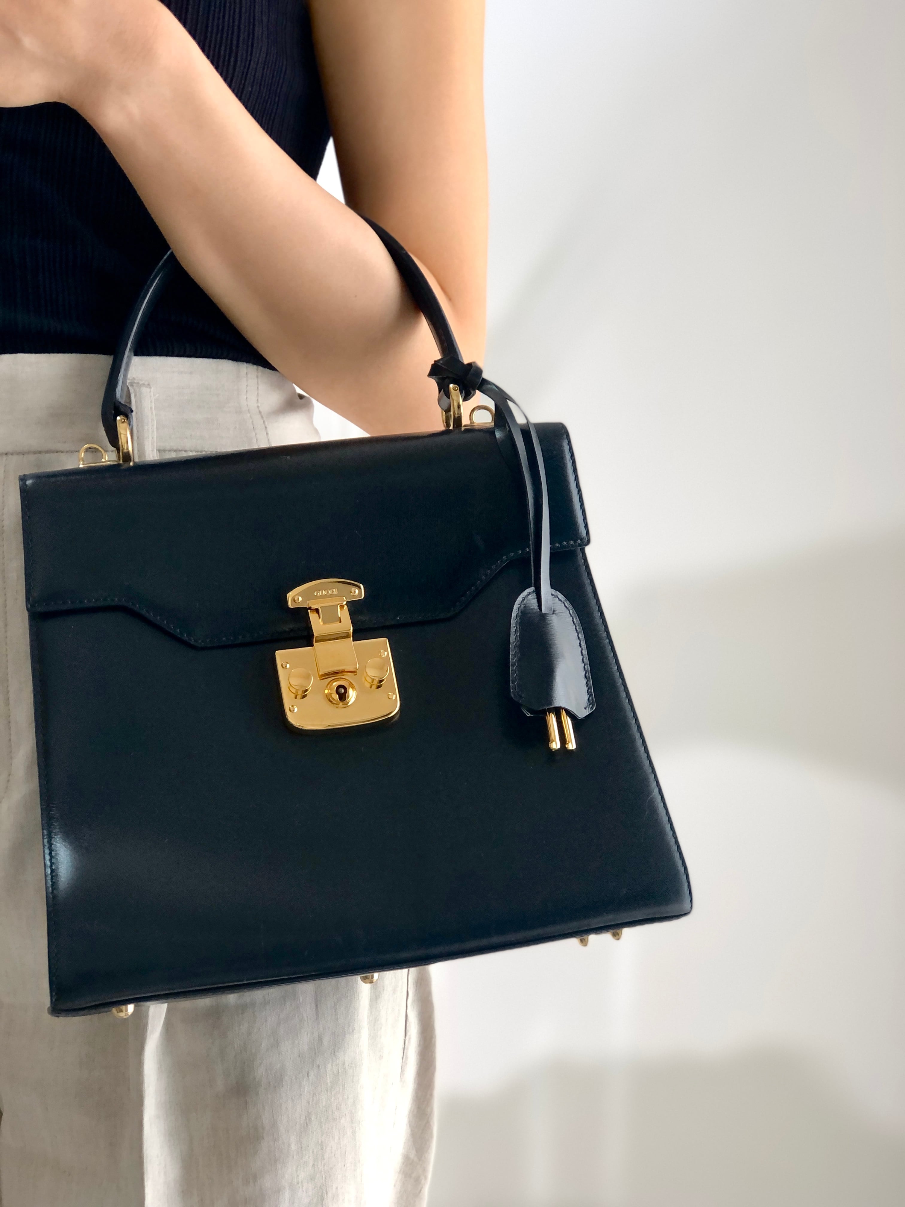 GUCCI グッチ レディロック カデナ ハンドバッグ ネイビー vintage