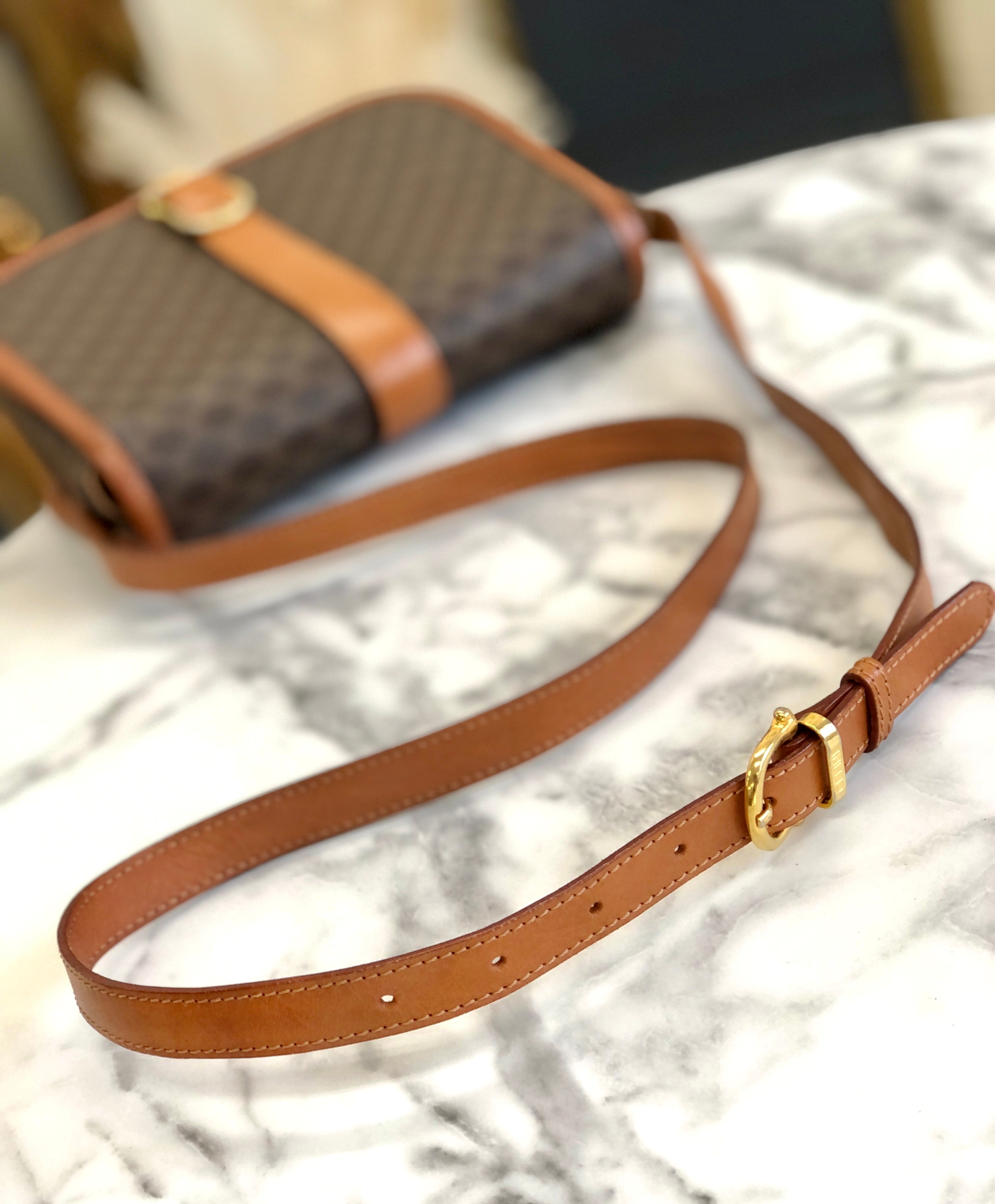 CELINE セリーヌ マカダム フロントベルト フラップ ショルダーバッグ