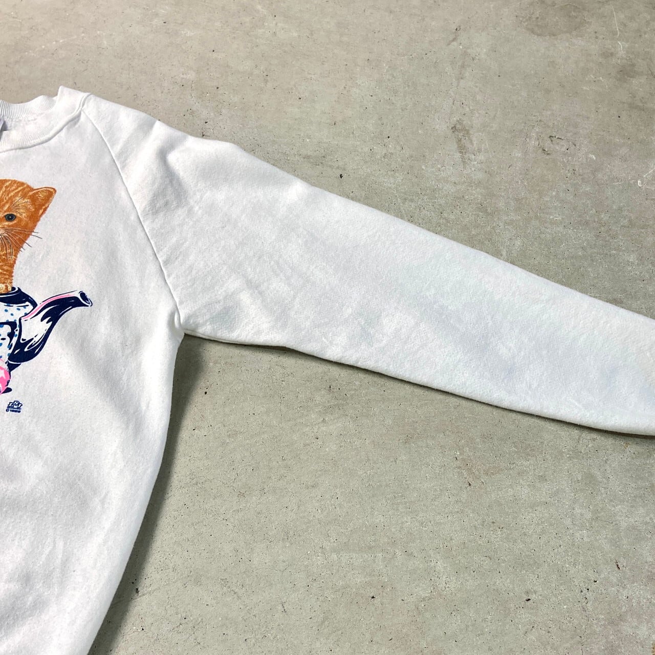 80年代 USA製 JERZEES アニマル柄 プリント スウェットシャツ 猫 ネコ