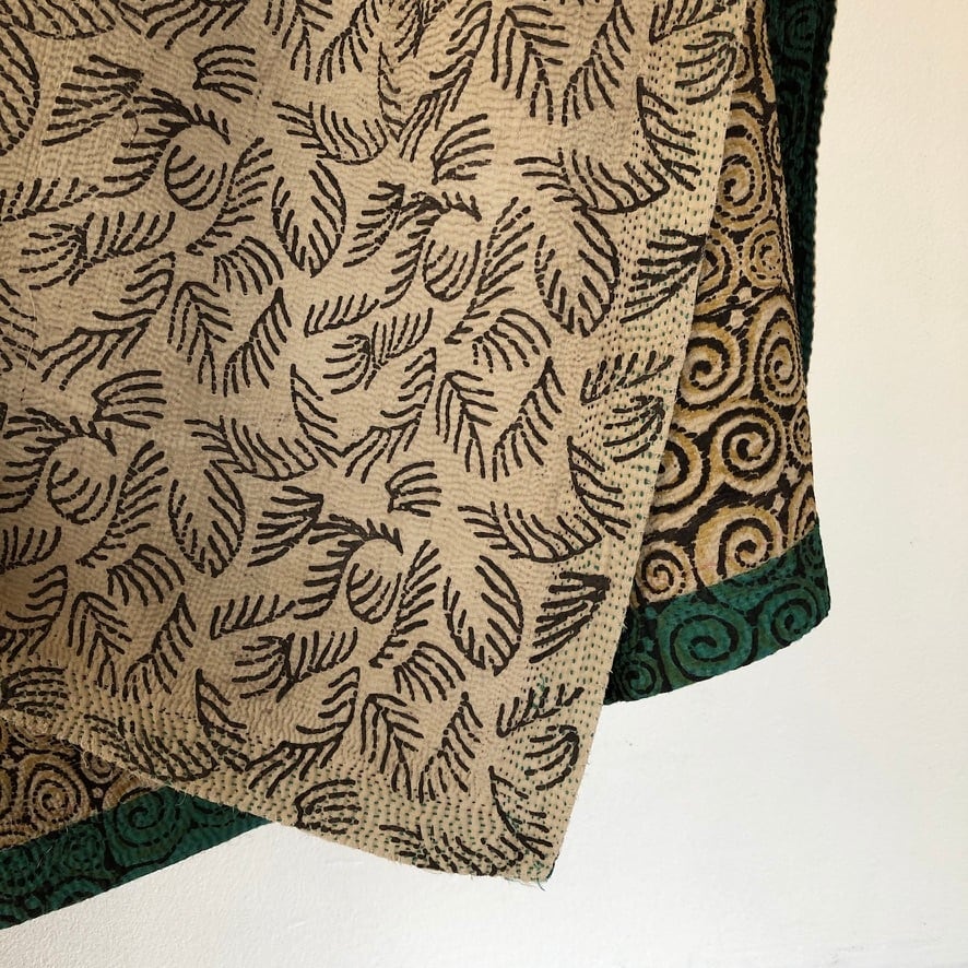 vintage block print kantha quilt swirl 泥染ブロックプリントカンタ