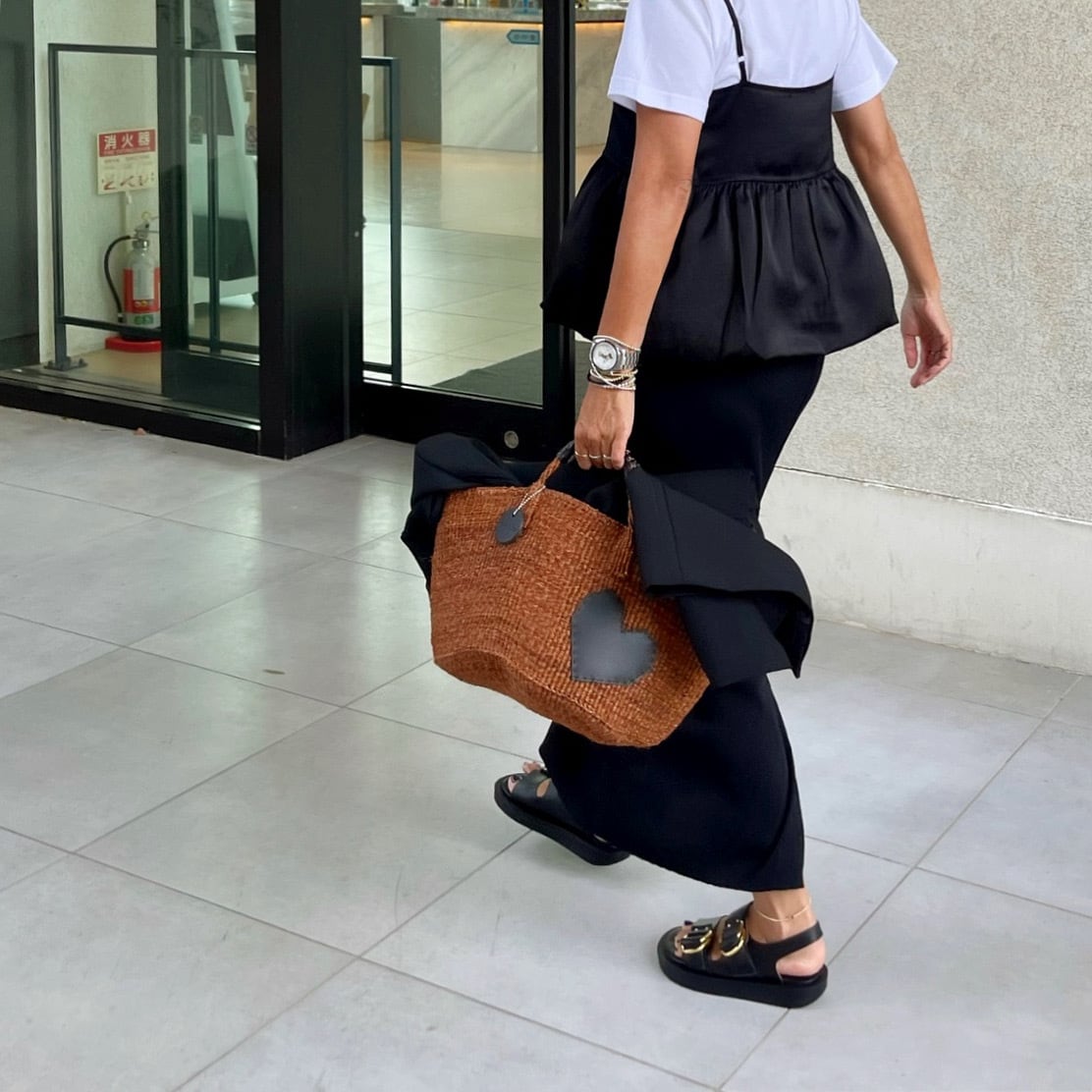 Kago-Bag / ML / BROWNxBLACK / HEART / かごバッグ | meong blue