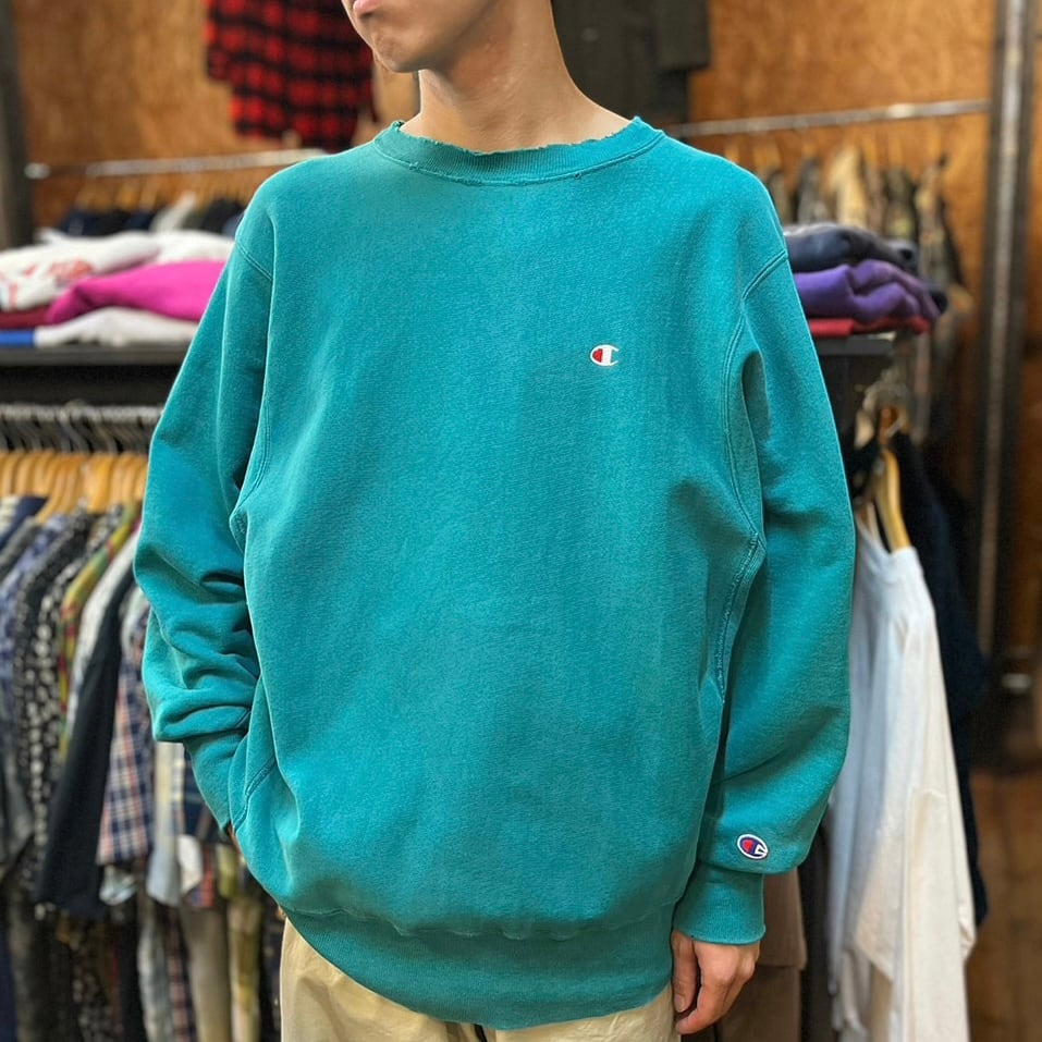 90's Champion リバースウィーブスウェット ターコイズ | 古着屋NEVERMIND