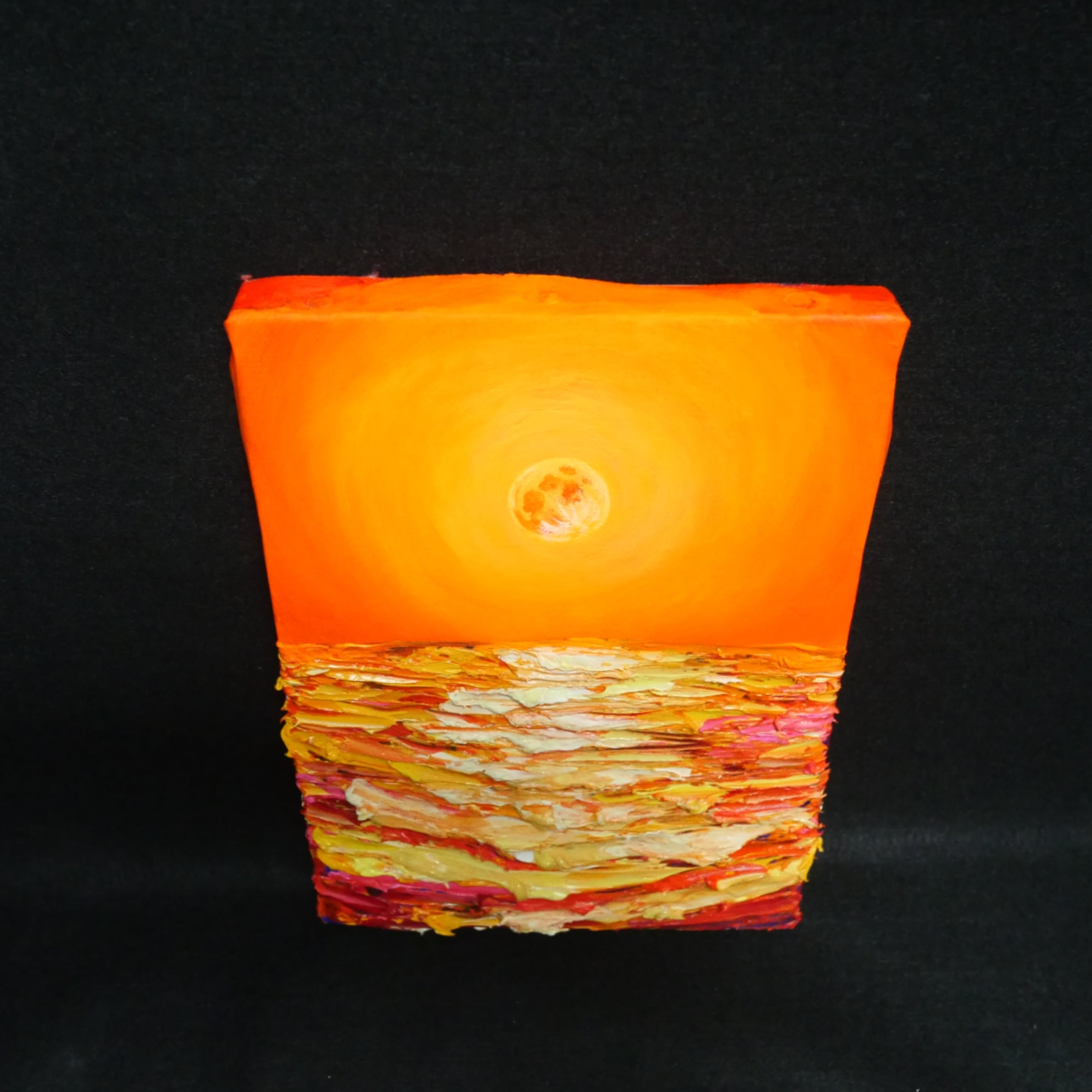 油絵 油彩 油彩画 絵 絵画【オレンジの月】SM号 | HIROSHI1990