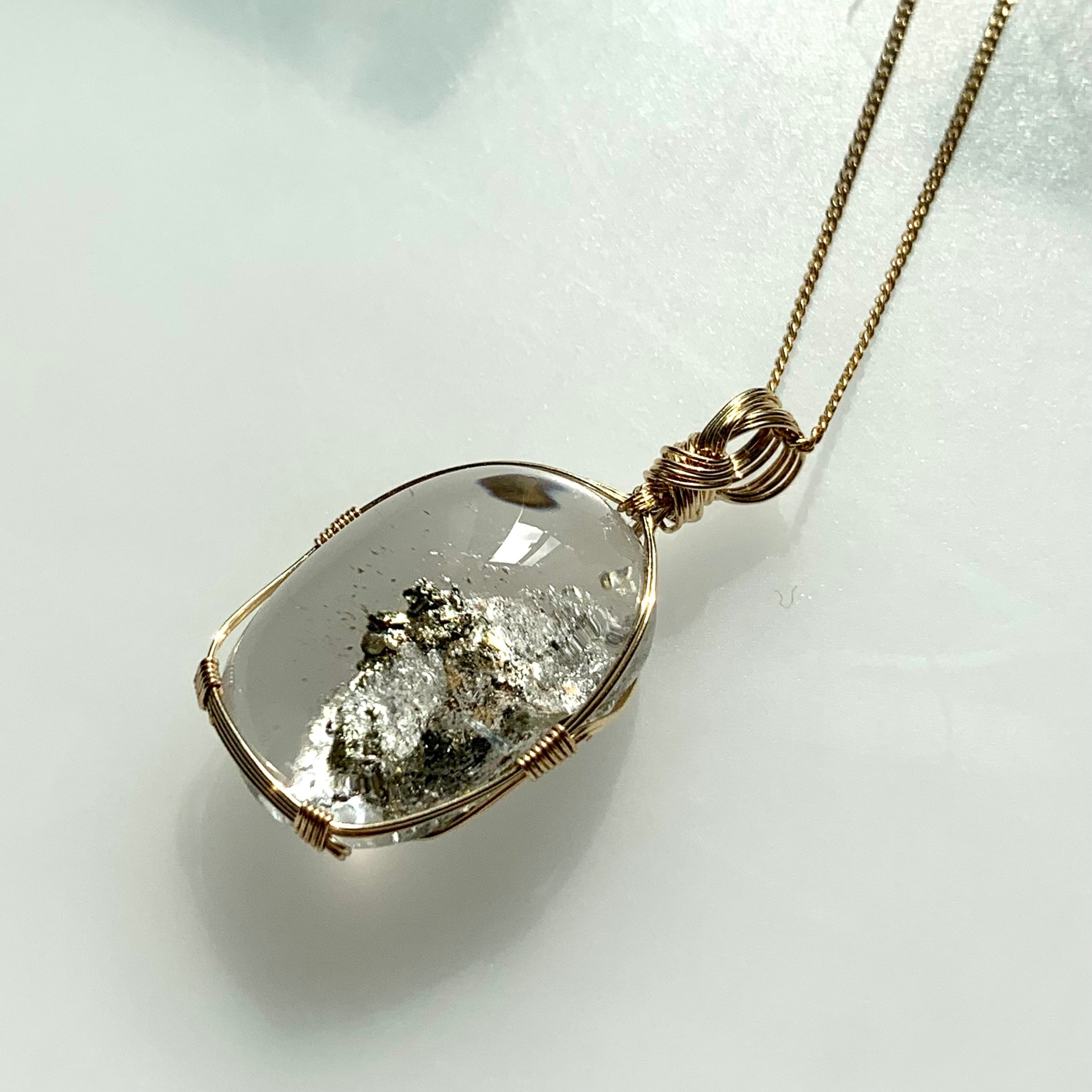 パイライトインクォーツ・ペンダントトップ | 天然石ワイヤーアート