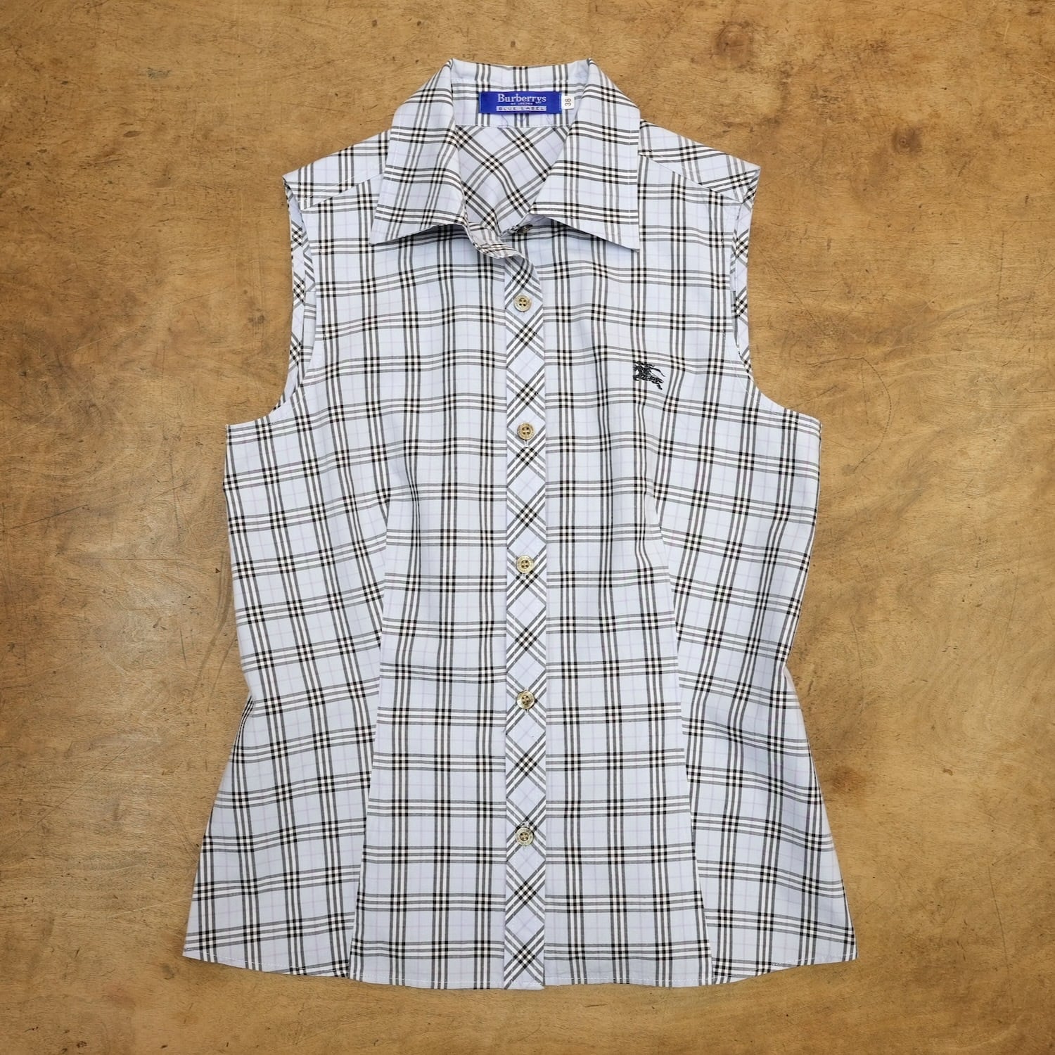 バーバリーブルーレーベル ホワイト チェック柄ストラップ キャミソール