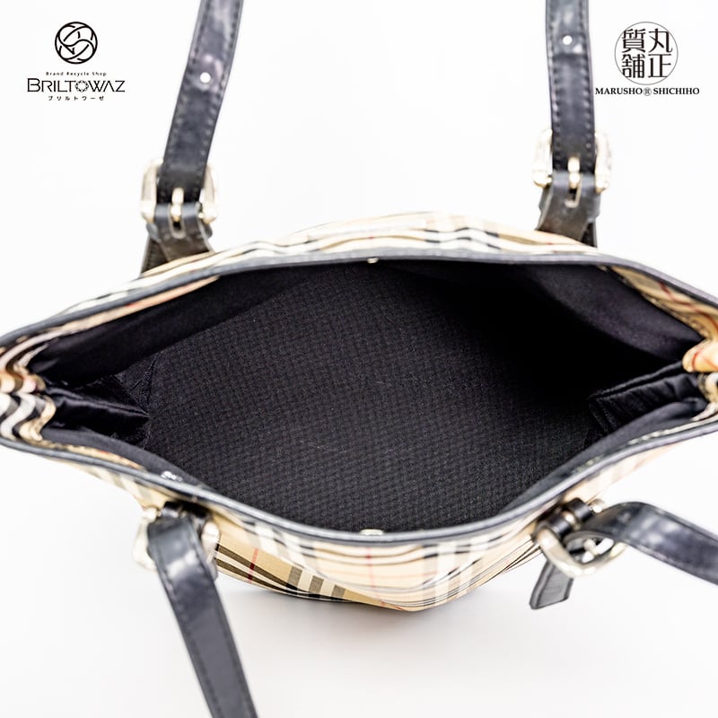 バーバリーブルーレーベル ノバチェック バケツ型トートバッグ