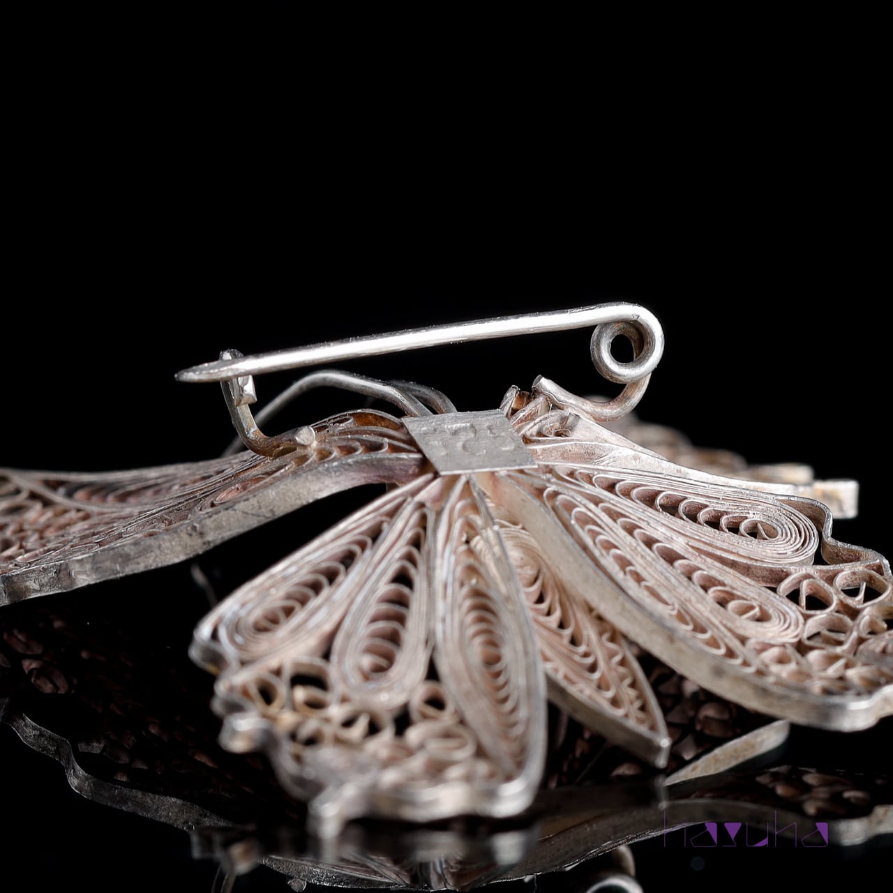 ヴィンテージ 銀線細工 フィリグリー バタフライブローチ | ハスハ