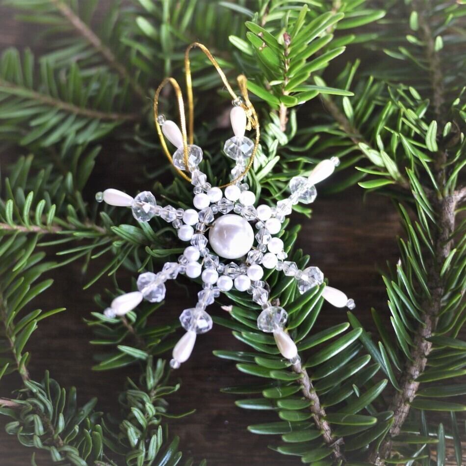 クリスマスツリーオーナメント 雪の結晶 シルバービーズ ドイツ | こり