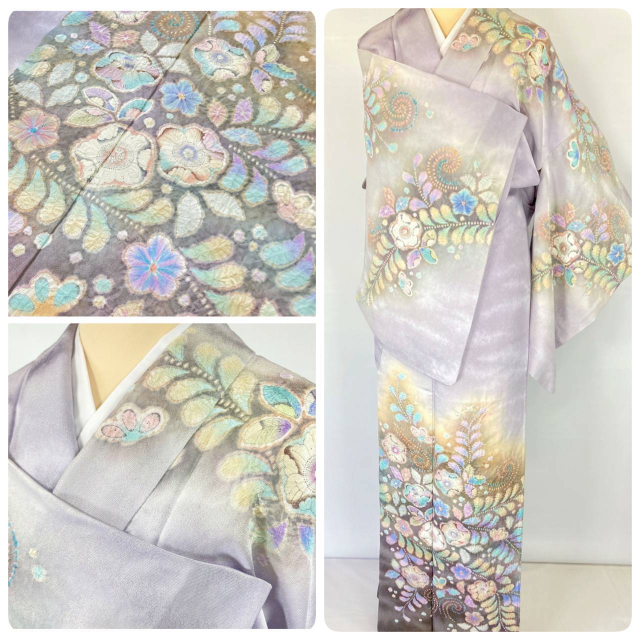 312z18〇翠山工房 振袖 銀通し 辻が花絞り 成人式結婚式〇美品