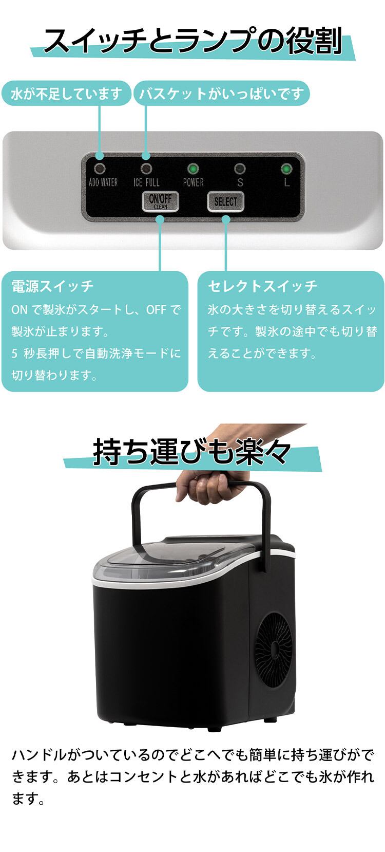simplus シンプラス 製氷機 SP-CED03 コンパクトタイプ 最短6分
