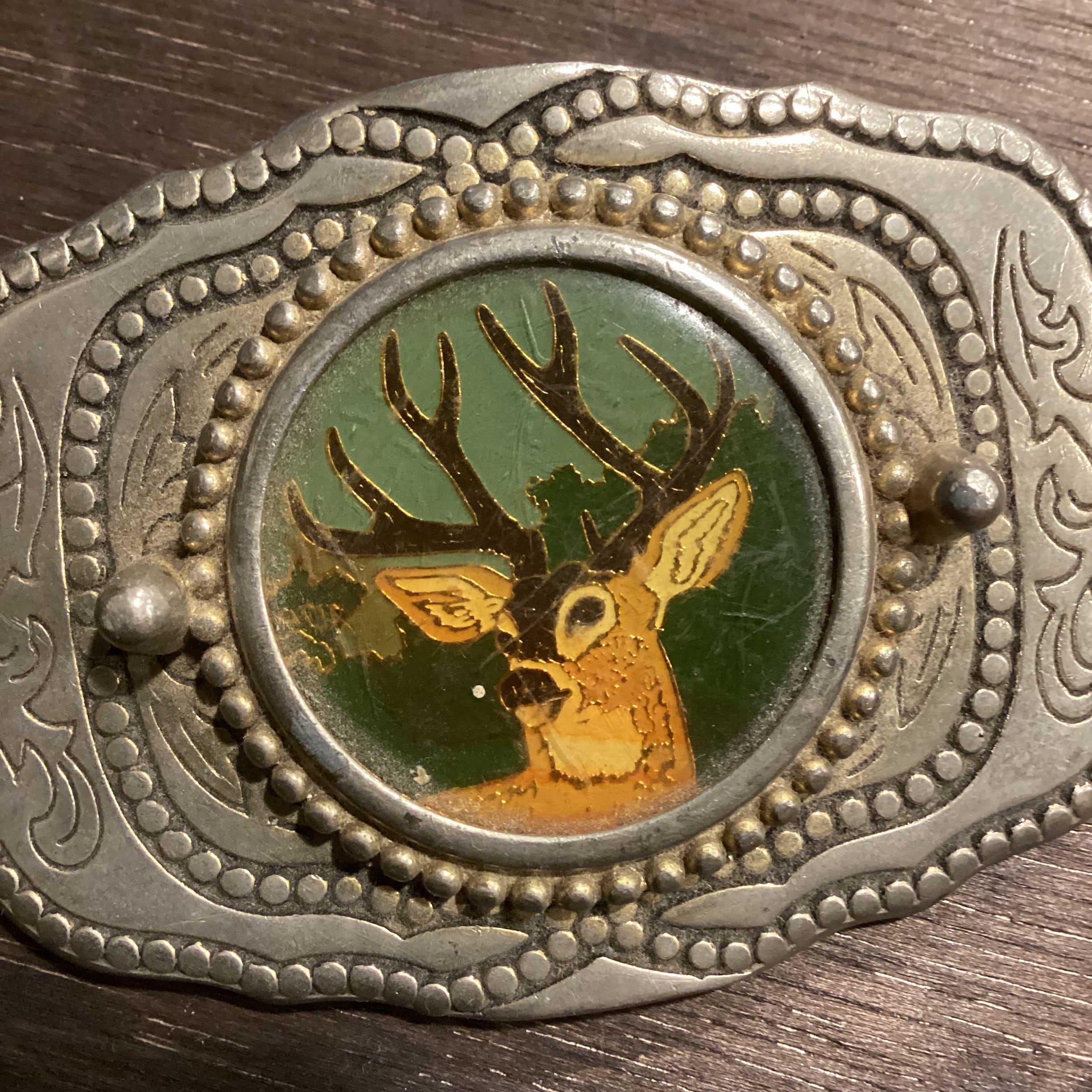 希少 アメリカ雑貨 ヴィンテージ Deer 鹿 角 ウエスタン バックル 彫刻