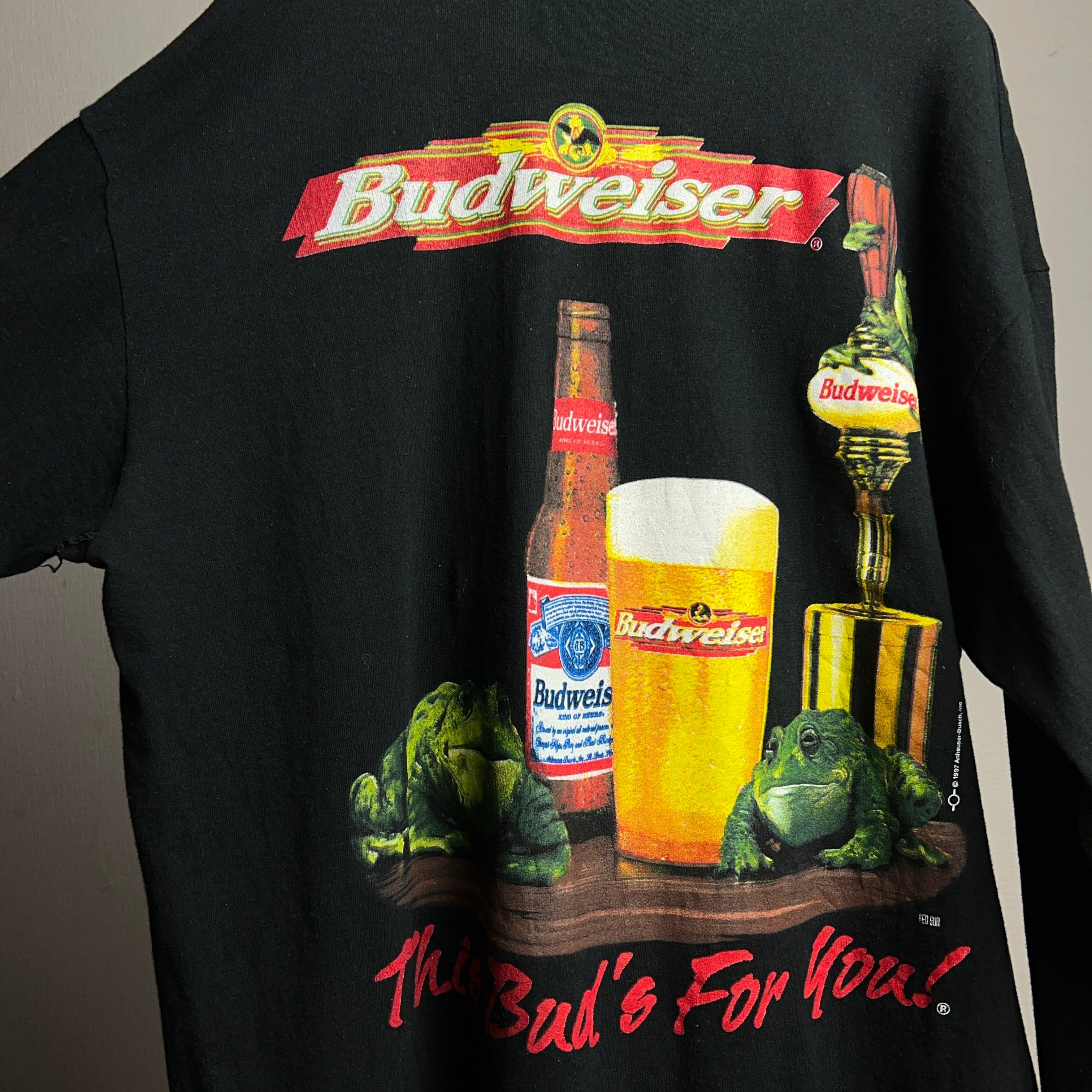 90's Budweiser Beer L/S T-shirt Black SIZE XL 90年代 バドワイザー