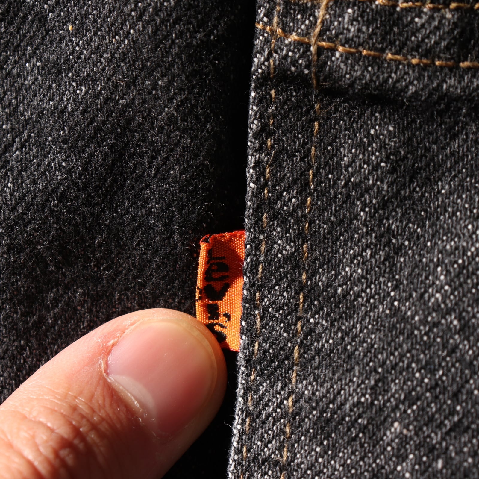 極美品 38×30 Levi's 505 USA 先染め黒 ブラックデニムパンツ オレンジ