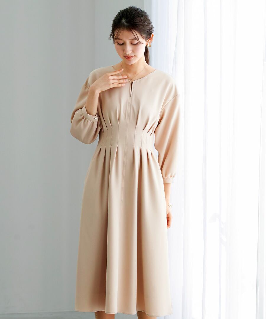 多機能すぎるワンピース】ダブルピケクロス・タックデザインフレア